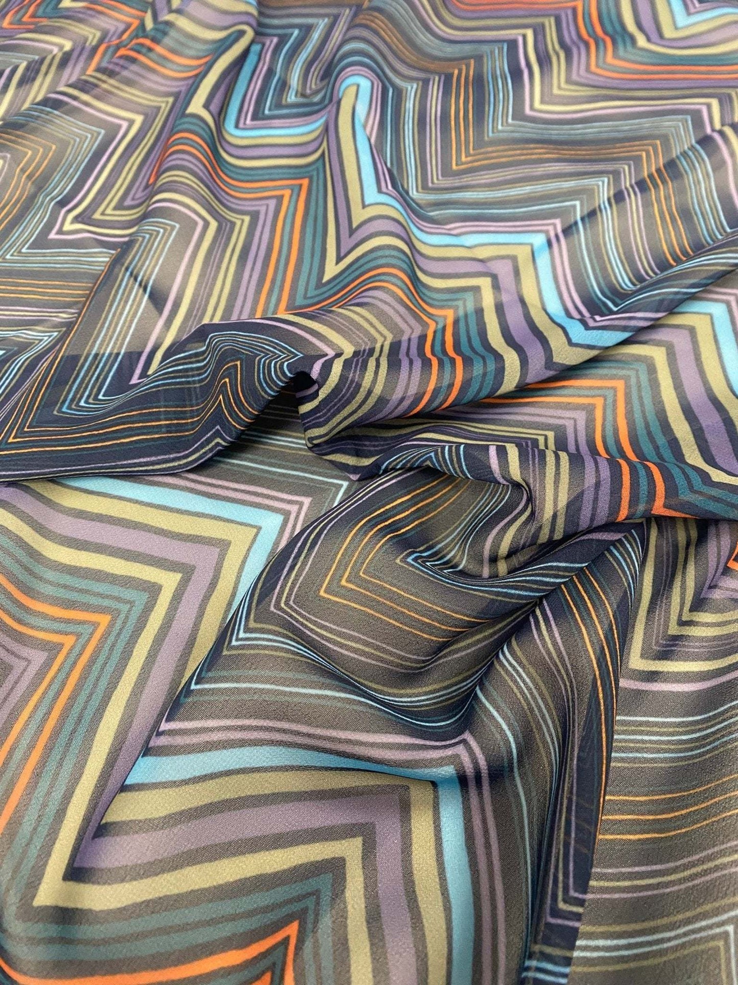 Multicolor Zigzag Patterned Fabric Sold by Metre