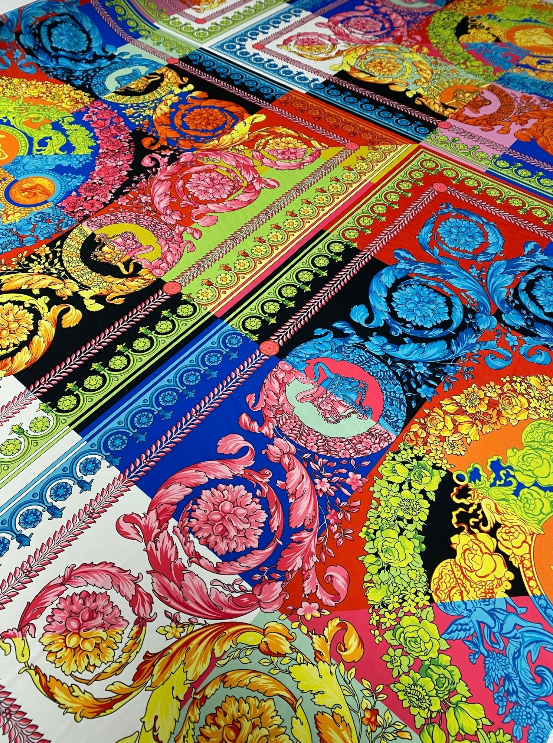 Colorful Baroque Pattern Italian Fabric by Metre