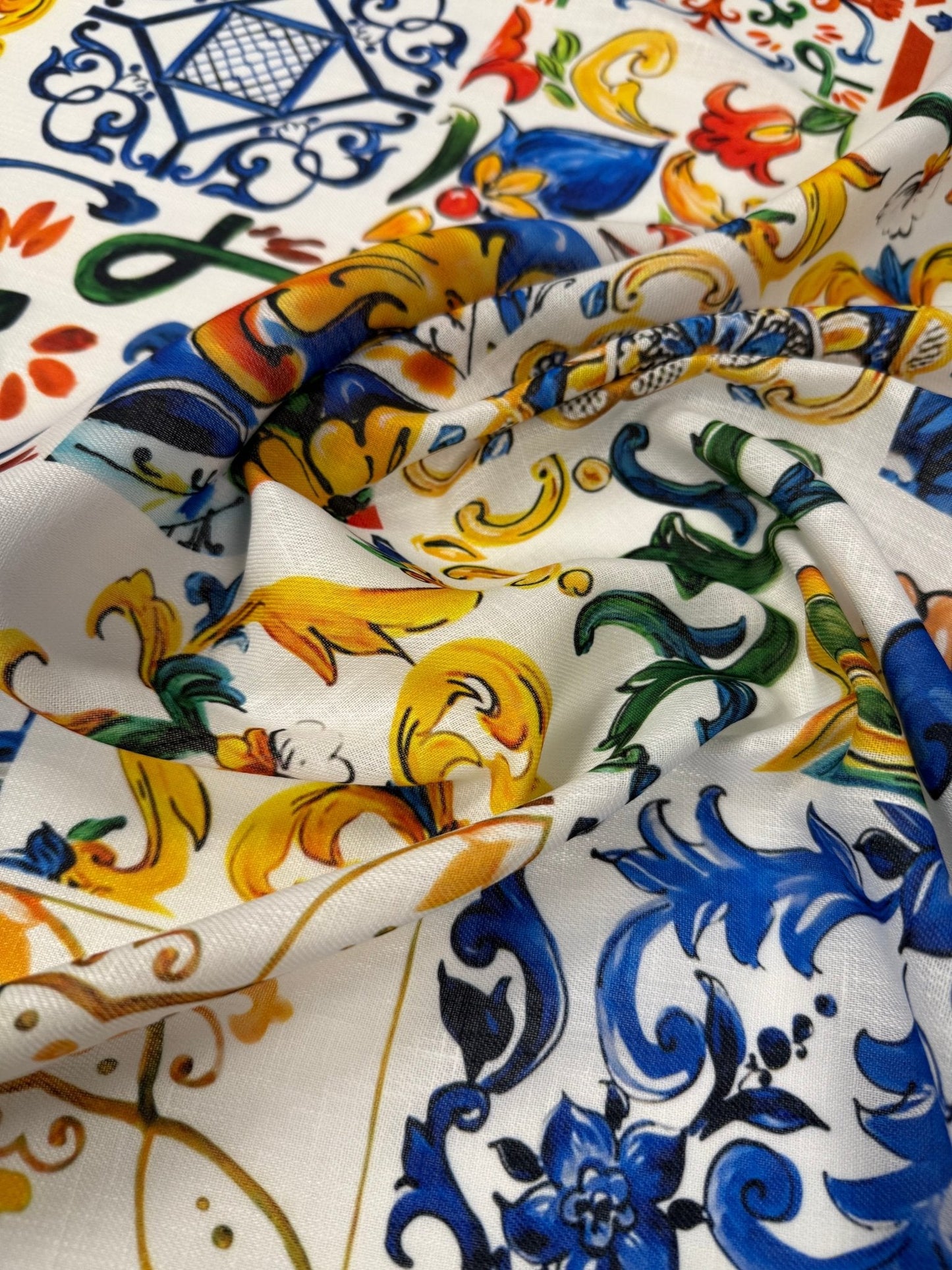 Majolica Pattern Fabric By Metre