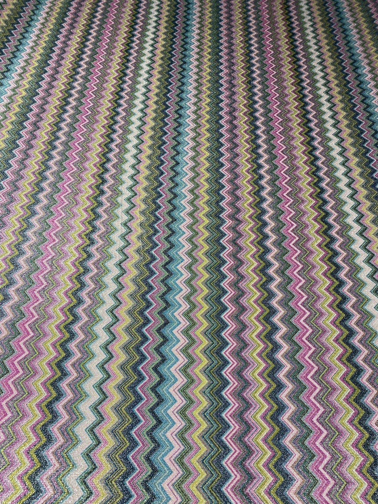 Multicolour Chevron Lurex Fabric with Metallic Shine