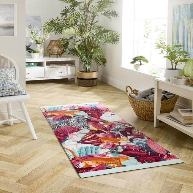 Washable Indoor Mat Tropical Design