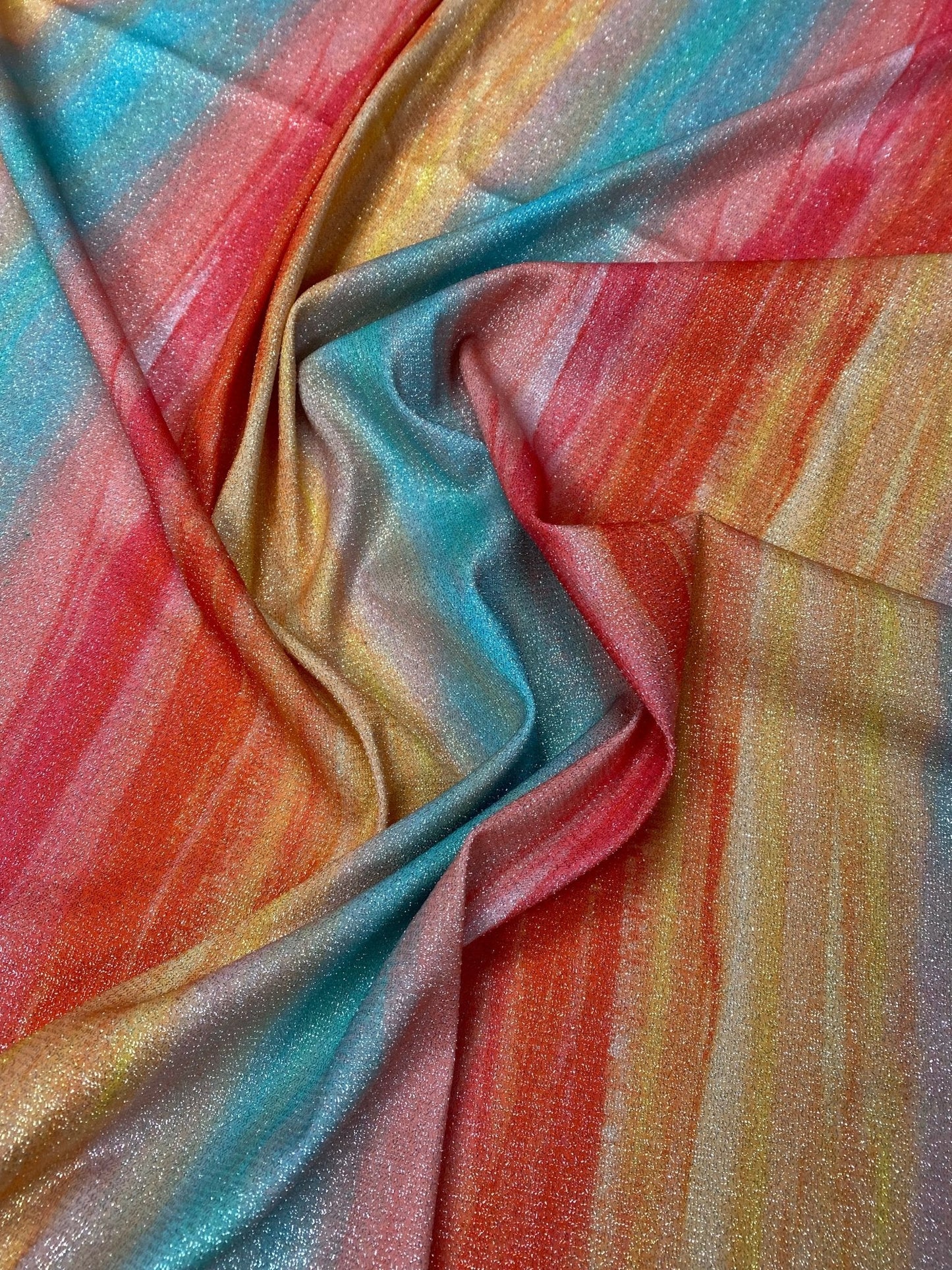 Multicolour Watercolour Lurex Fabric by the Metre