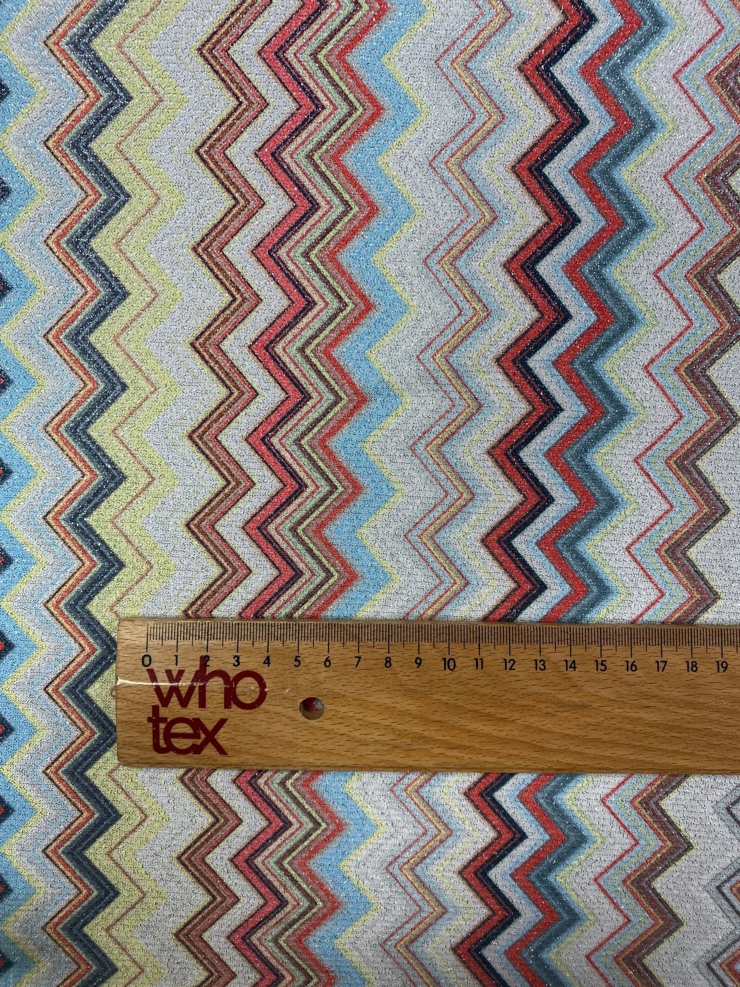 Multicolour Zigzag Lurex Fabric with Metallic Shine
