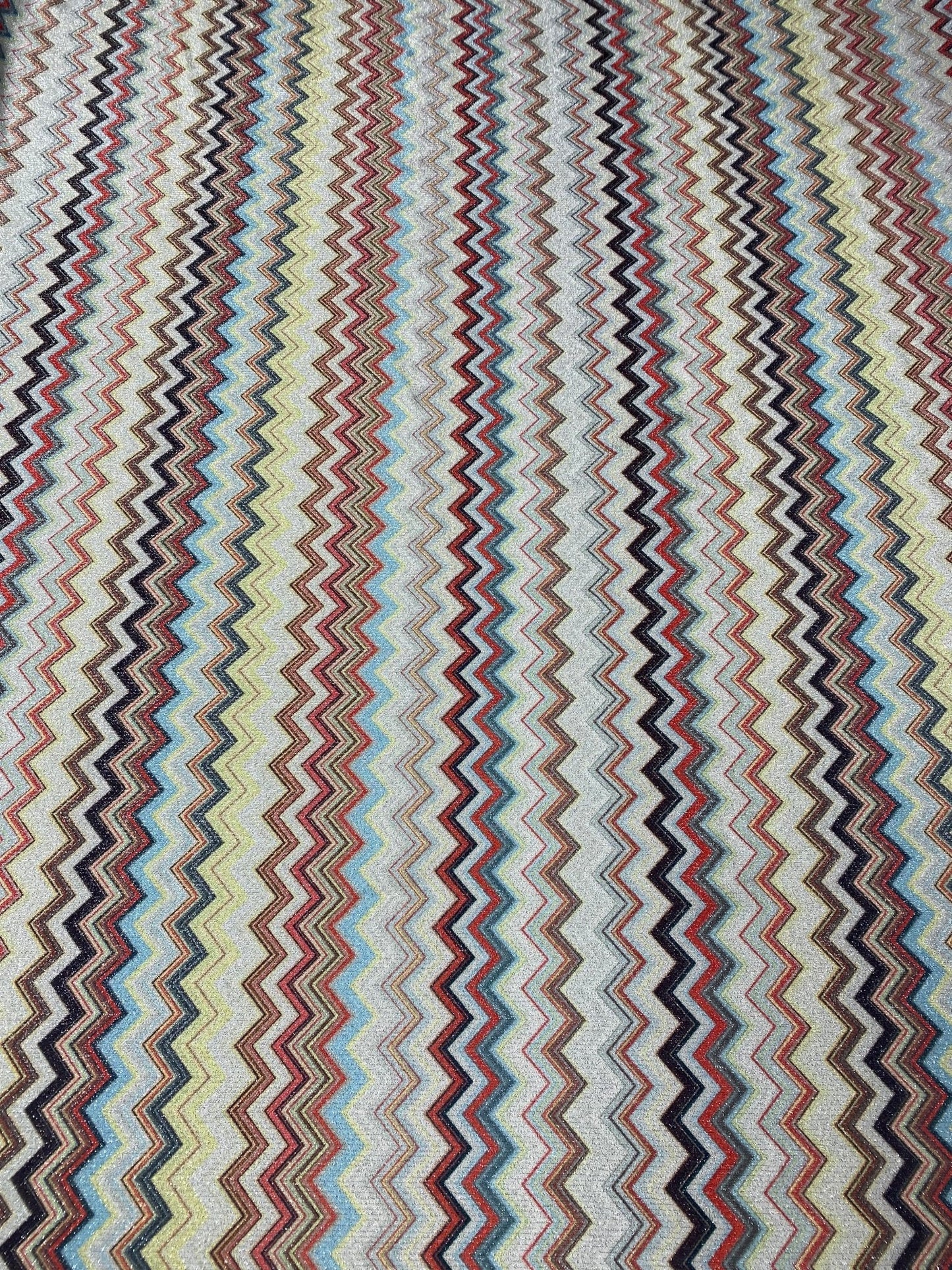 Multicolour Zigzag Lurex Fabric with Metallic Shine