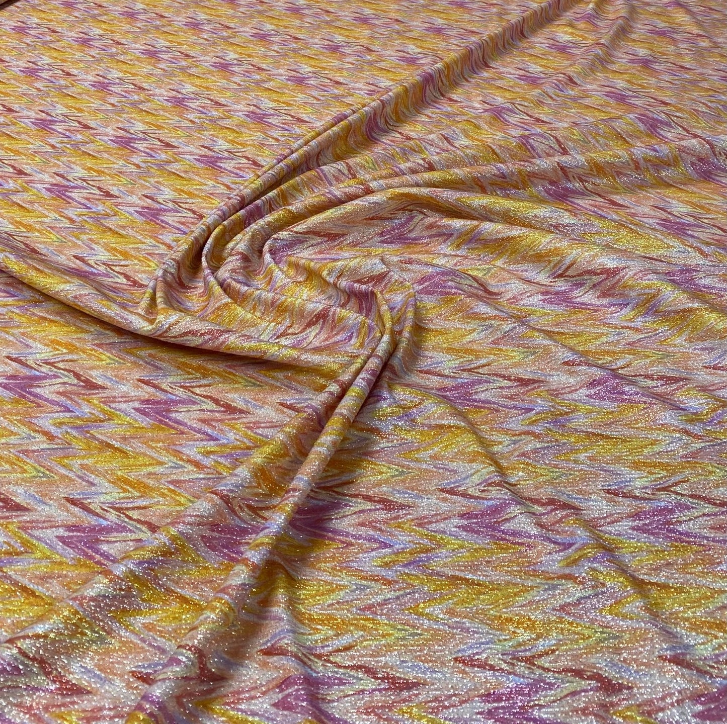 Multicolour Zigzag Lurex Shimmer Fabric by the Metre