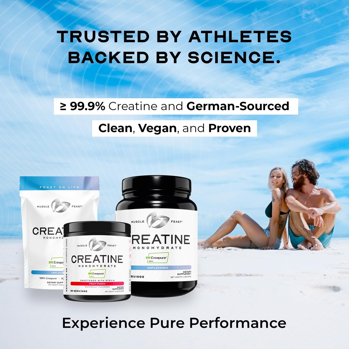 Muscle Feast Creapure Creatine Monohydrate Powder – Unflavored, Vegan & Keto-Friendly, 2lb