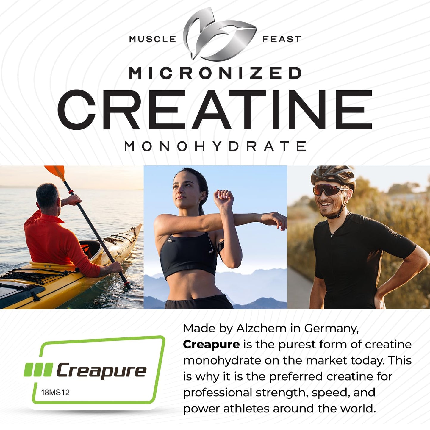 Muscle Feast Creapure Orange Creatine Powder – 62 Servings, Pre- or Post-Workout