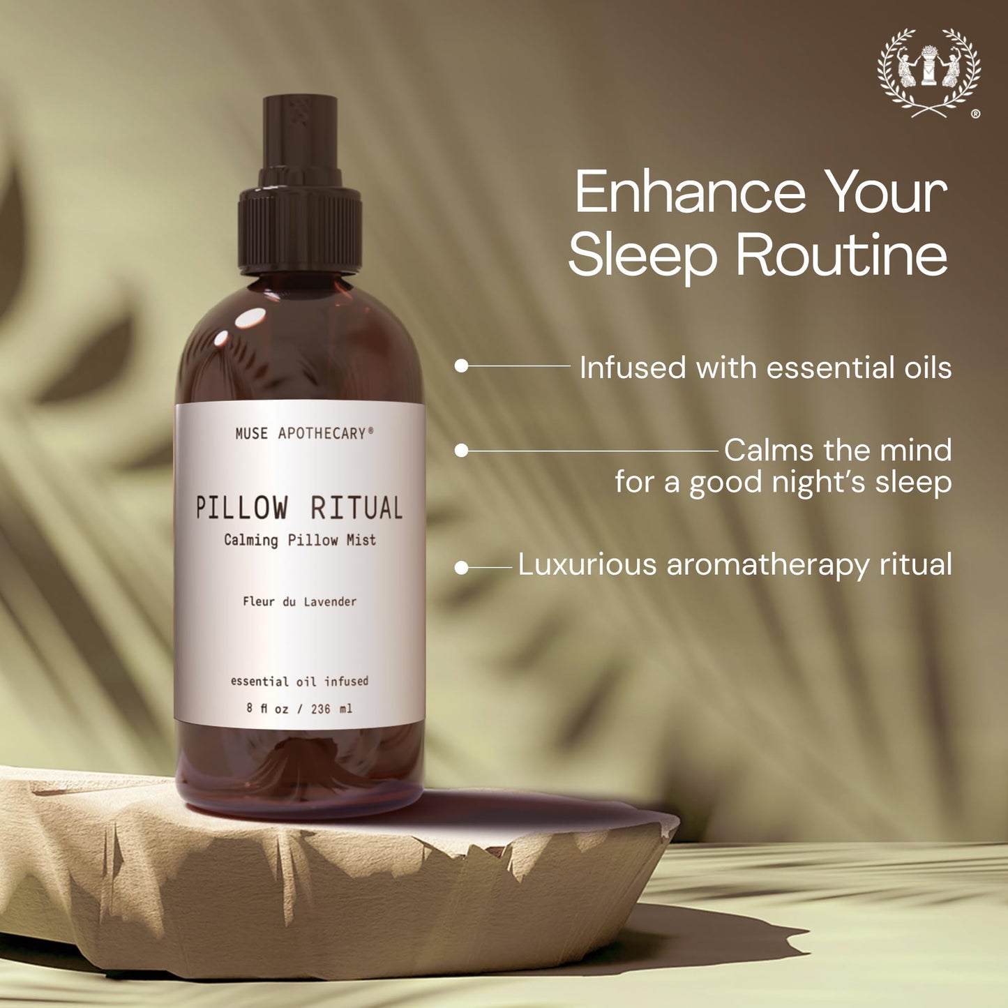 Muse Apothecary Pillow Ritual - Aromatic Pillow Mist with Bergamot, French Lavender & Sandalwood - 8 oz