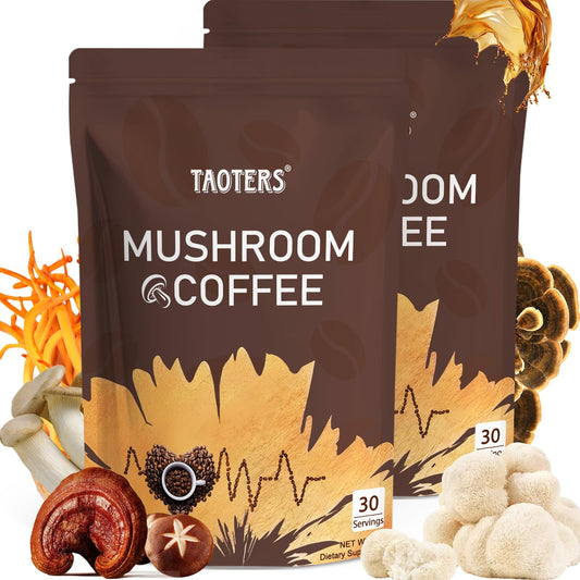TAOTERS Mushroom Coffee 6-Mushroom Blend | Focus, Energy & Immunity | 2-Pack