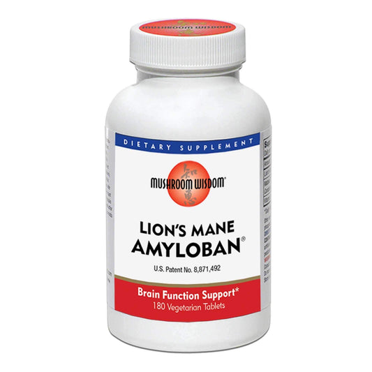 Mushroom Wisdom Lion's Mane Amyloban 180 Tablets | Brain Support, Vegetarian