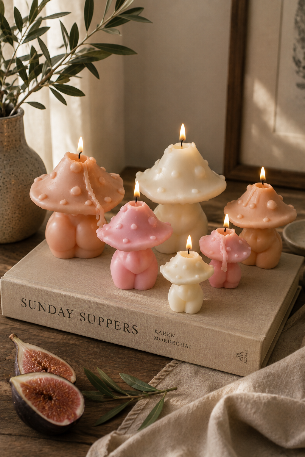 Goddess Mushroom Candles - Trio