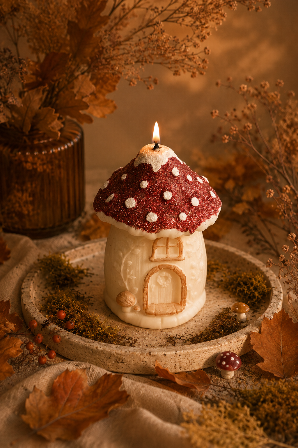 Mushroom House Candle