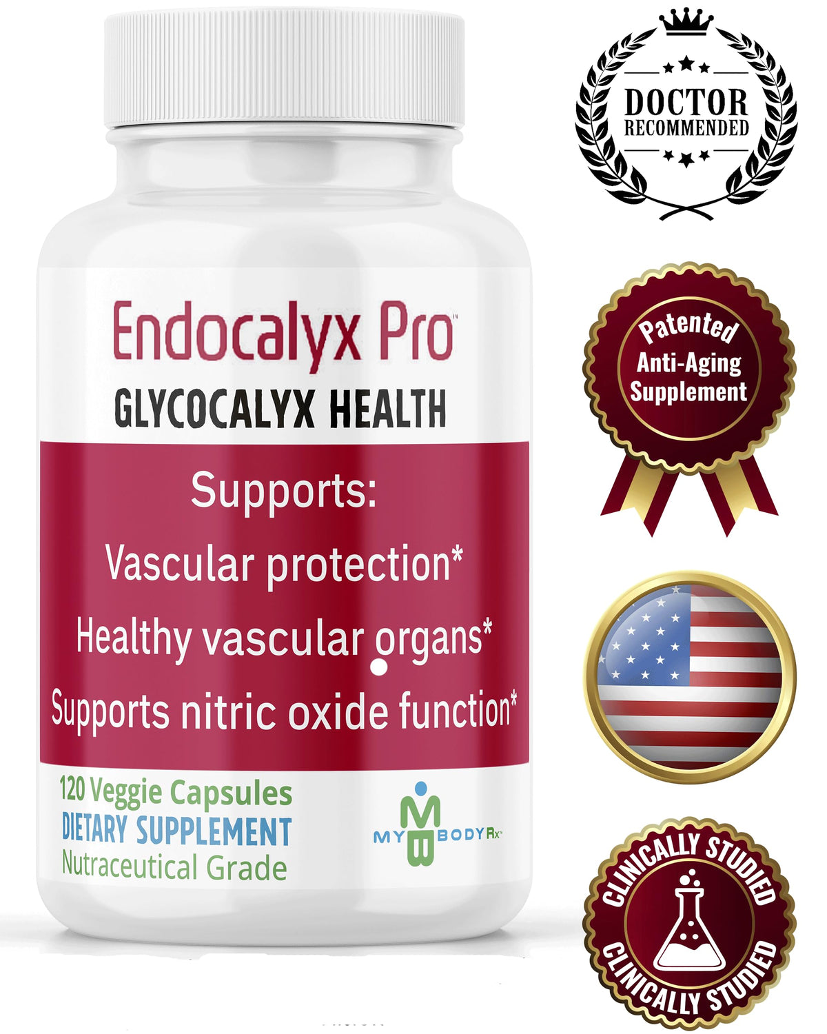 MYBODYRX Endocalyx Pro – Endothelial Glycocalyx Support, 120 Veggie Capsules | Vascular & Microcirculation Health | Patented Formula
