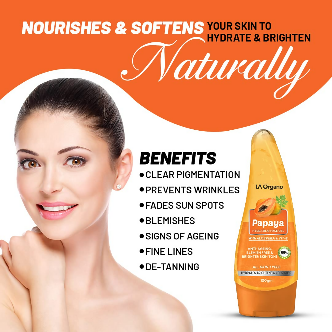 LA Organo Papaya Hydrating Face Gel with Alovera,Vit-E & Activate Charcoal Face Wash Combo