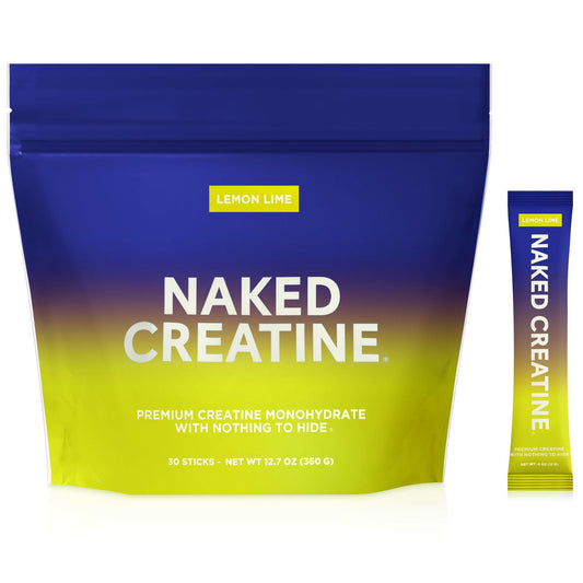 NAKED Pure Lemon Lime Creatine Monohydrate Stick Packs — 30 Pack | Vegan, Non-GMO, Gluten Free