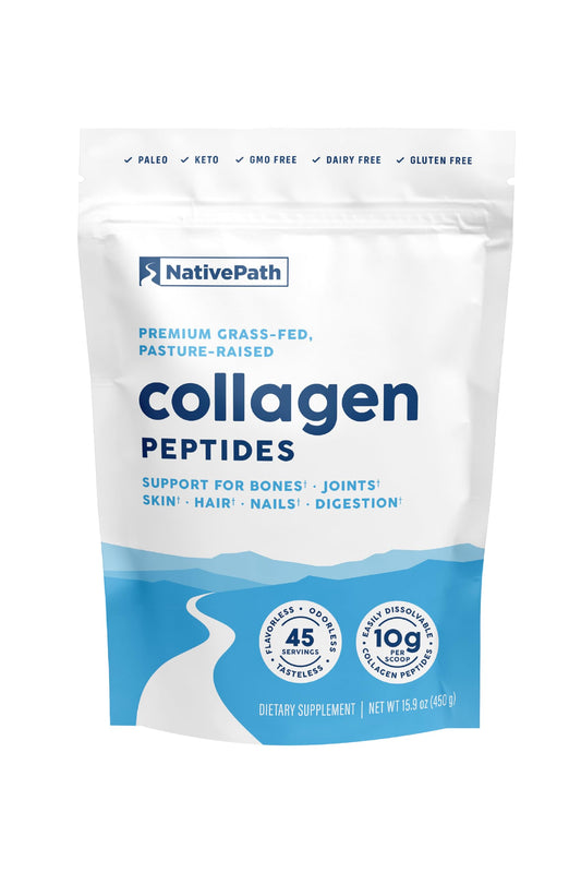 NativePath Collagen Peptides Protein – Hydrolyzed Type 1 & 3 Collagen Powder for Skin, Hair & Nails – 15.9 oz (45 Servings)