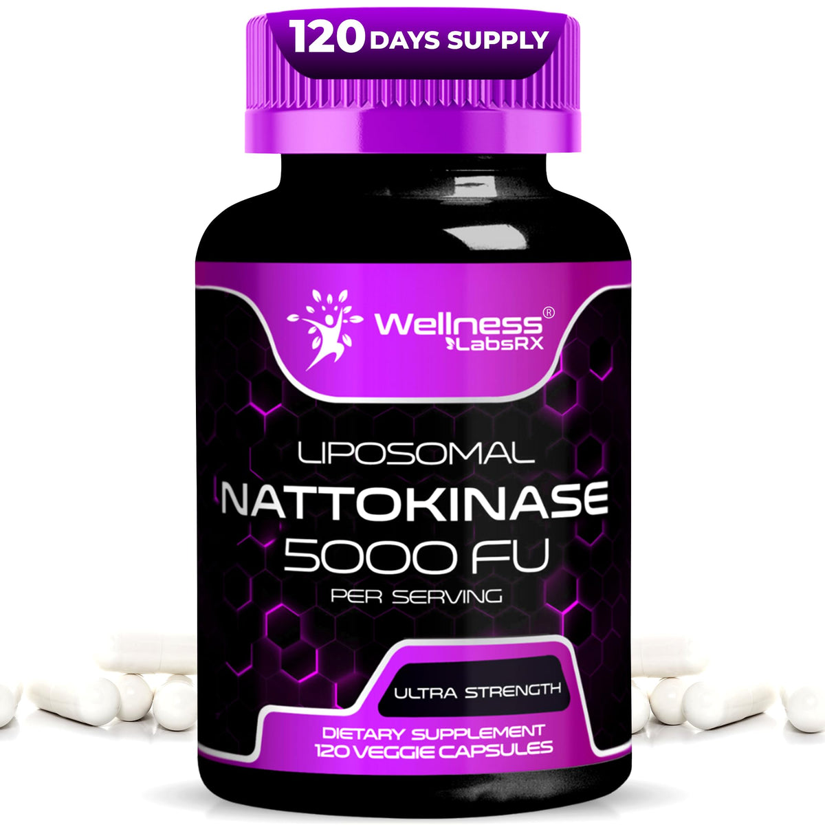 Nattokinase Supplement Capsules 5000 FU – Third-Party Tested Natto Enzymes | Daily Wellness – 120 Count
