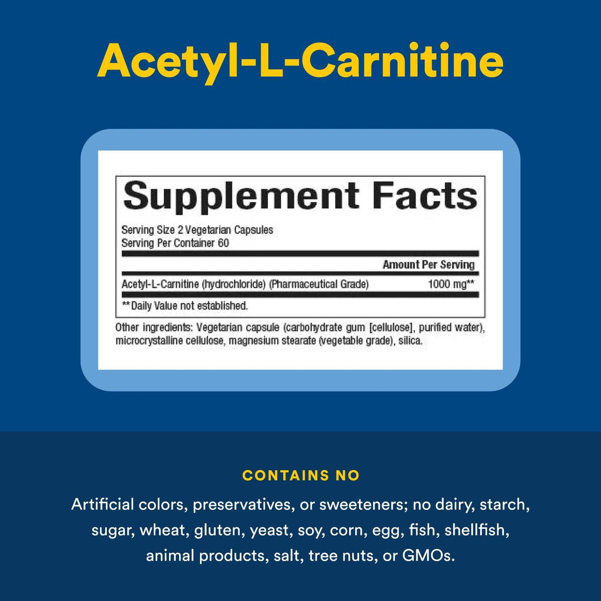Natural Factors Acetyl-L-Carnitine 500 mg | Memory & Brain Function | 120 Capsules (60 Servings)