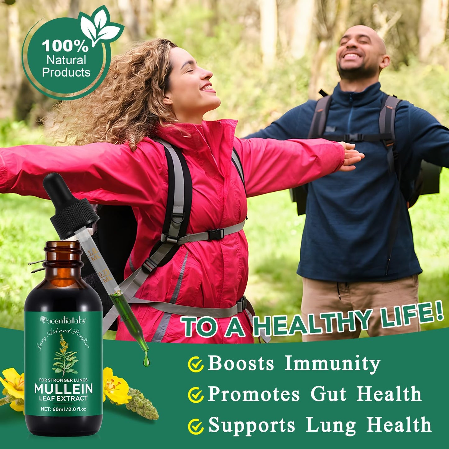 Mullein Drops for Lungs – Natural Leaf Extract & Chlorophyll (2 oz)