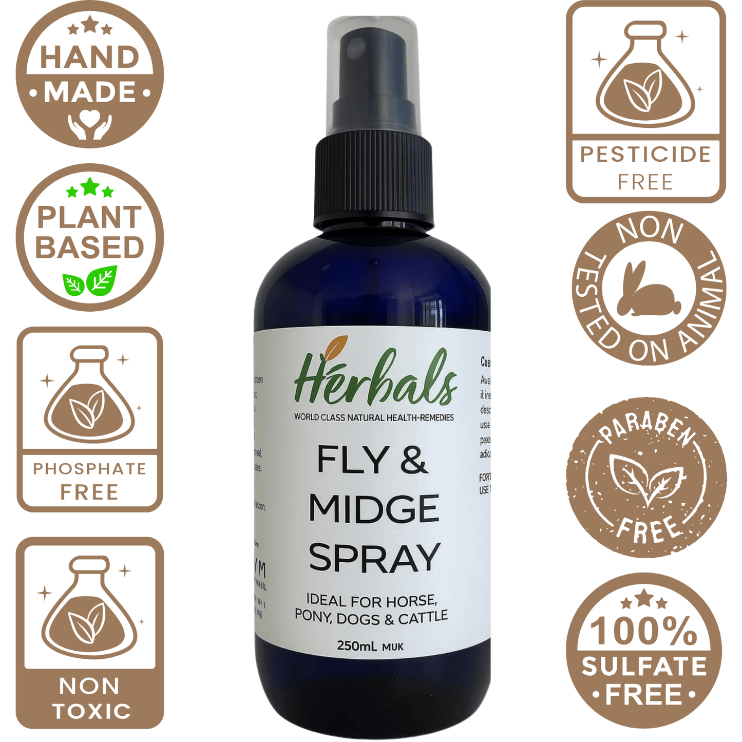 Natural Midge Fly Spray 250ml for Dogs Horses Humans – DEET-Free Repellent UK