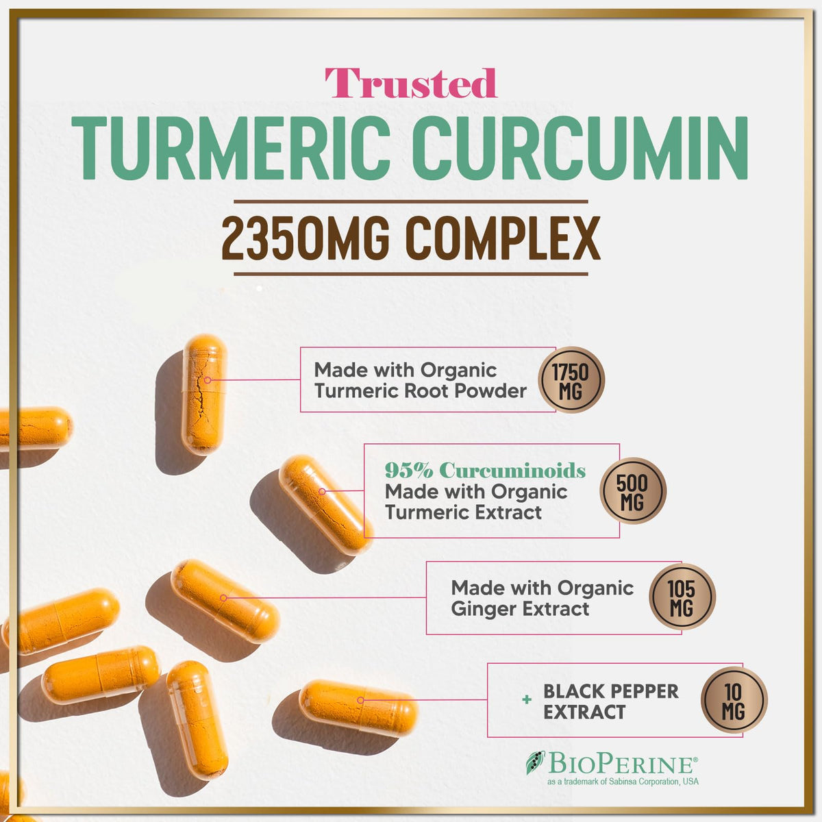 Turmeric Curcumin 95% Curcuminoids, 1750mg with BioPerine | Vegan, Non-GMO, 360 Capsules | USA Bottled