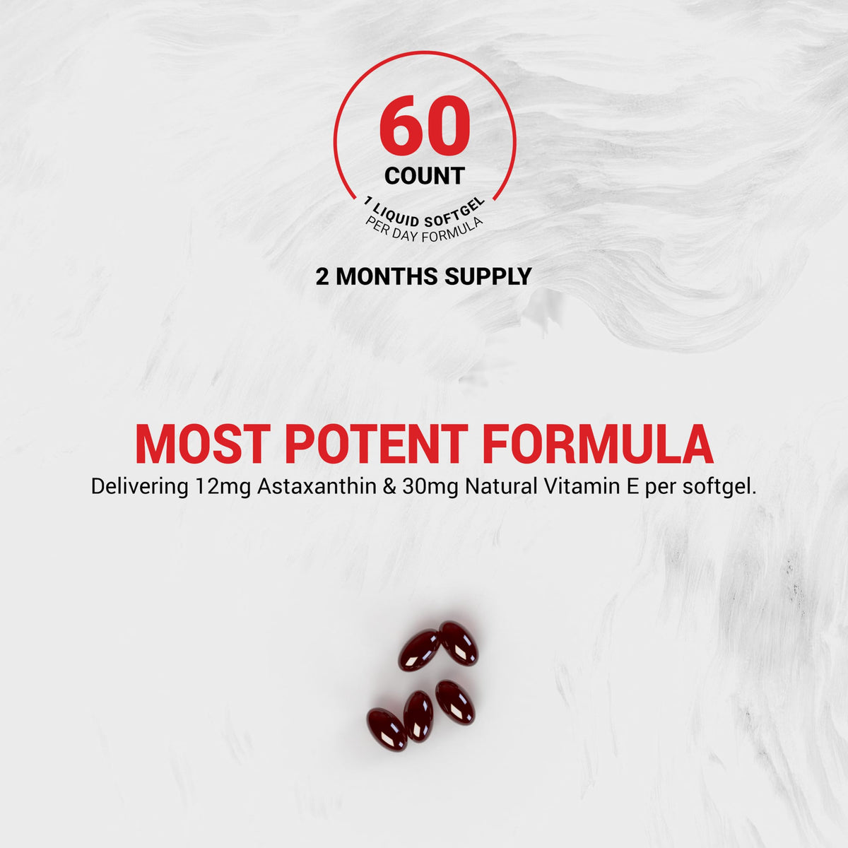 Naturalis New Zealand Astaxanthin (12mg) | Enhanced with Natural Vitamin E | Non-GMO, Soy & Gluten Free | 60 Softgels (2 Month Supply)
