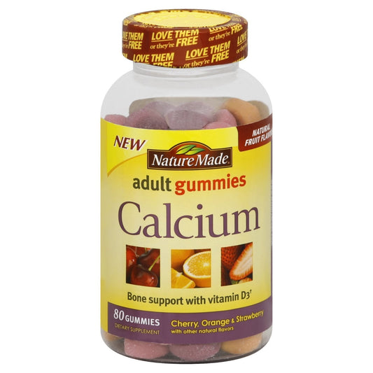 Nature Made Calcium Adult Gummies, 80 Count (Pack of 3) - Calcium Gummies for Adults