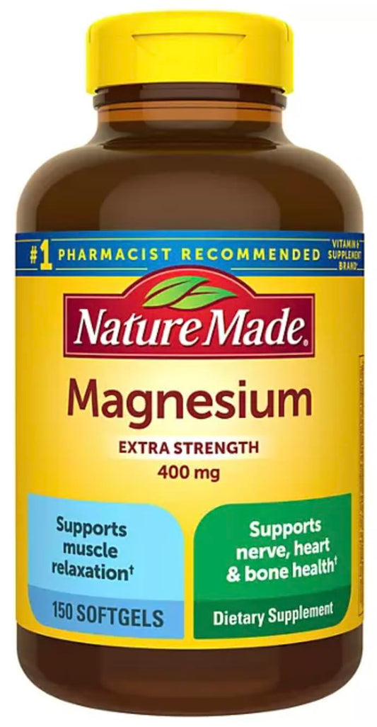 Nature Made High Potency Magnesium 400 mg - 150 Softgels (Pack of 2) | Magnesium Supplement