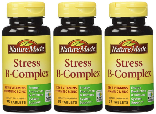 Nature Made Stress B Complex with Zinc – 75 Count x 3 (225 Total)