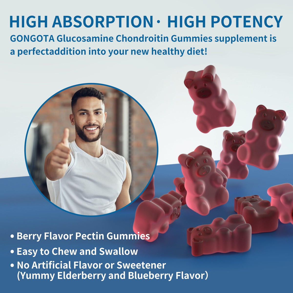 Natures Aid Glucosamine Chondroitin Gummies with MSM & Elderberry – Extra Strength – Joint Support & Immune Health (2 Pack)