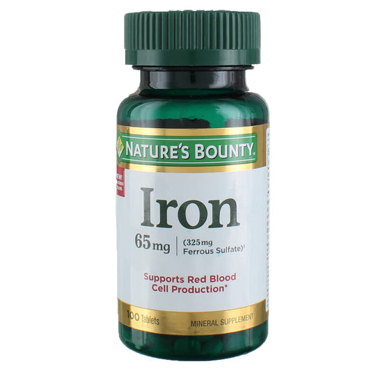 Nature's Bounty Iron 65 mg Tablets - 100 Count (Pack of 6) | Iron Supplement