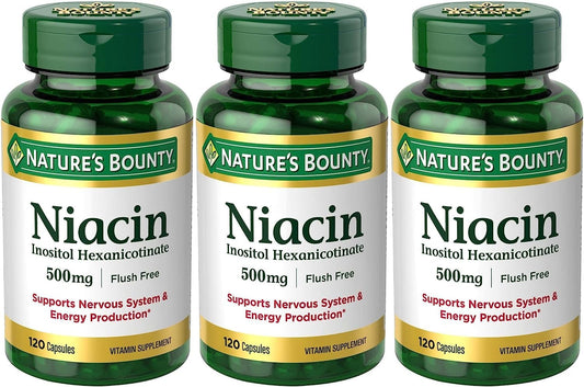 Nature's Bounty Niacin Flush Free 500 mg – Set of 3 (120 Capsules Each) | Maven Gifts