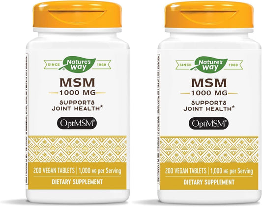 Nature's Way MSM 1000 mg – Joint Health Supplement* (Gluten-Free & Vegan) | 200 Tablets Pack of 2