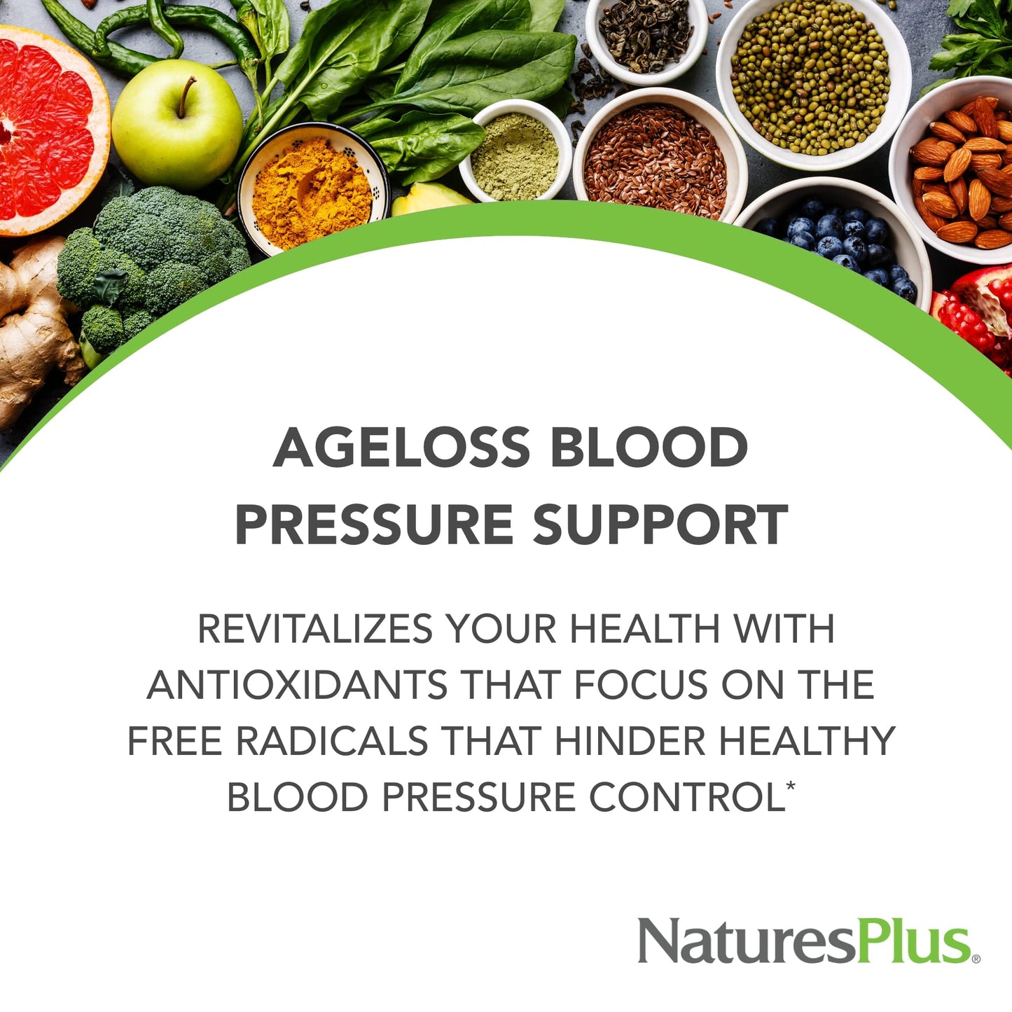 NaturesPlus AgeLoss Blood Pressure Support – 90 Tablets, Trans-Resveratrol, Whole Foods