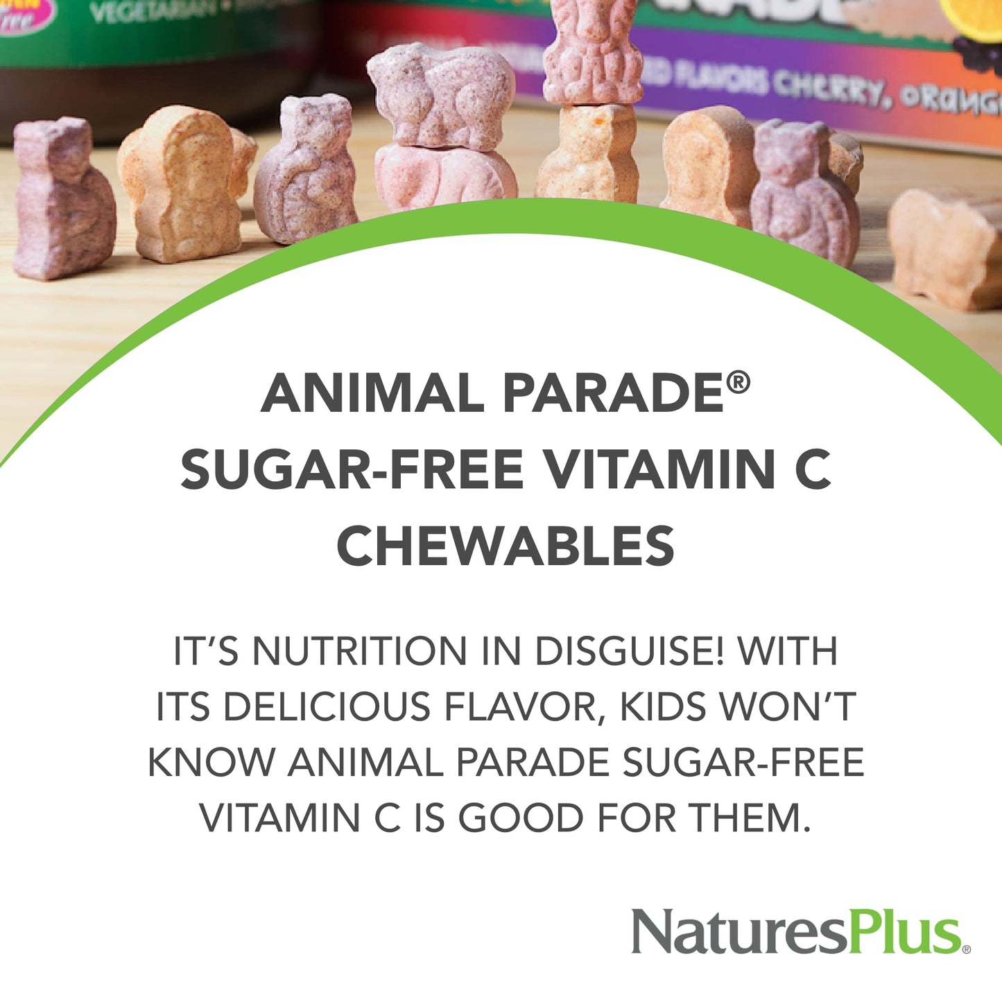 NaturesPlus Animal Parade Sugar-Free Vitamin C for Kids – 90 Chewables (2-Pack), Orange Flavor