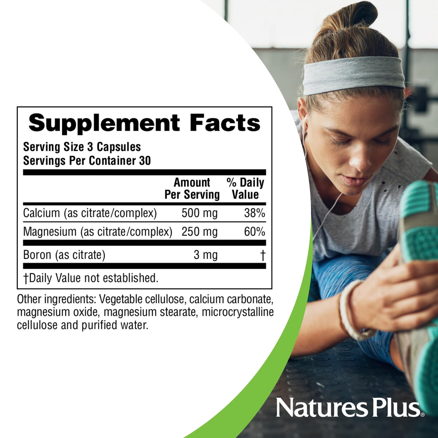 NaturesPlus Cal/Mag Citrate - 90 Vegetarian Capsules | 500 mg Calcium, 250 mg Magnesium | Bone, Muscle & Nerve Support