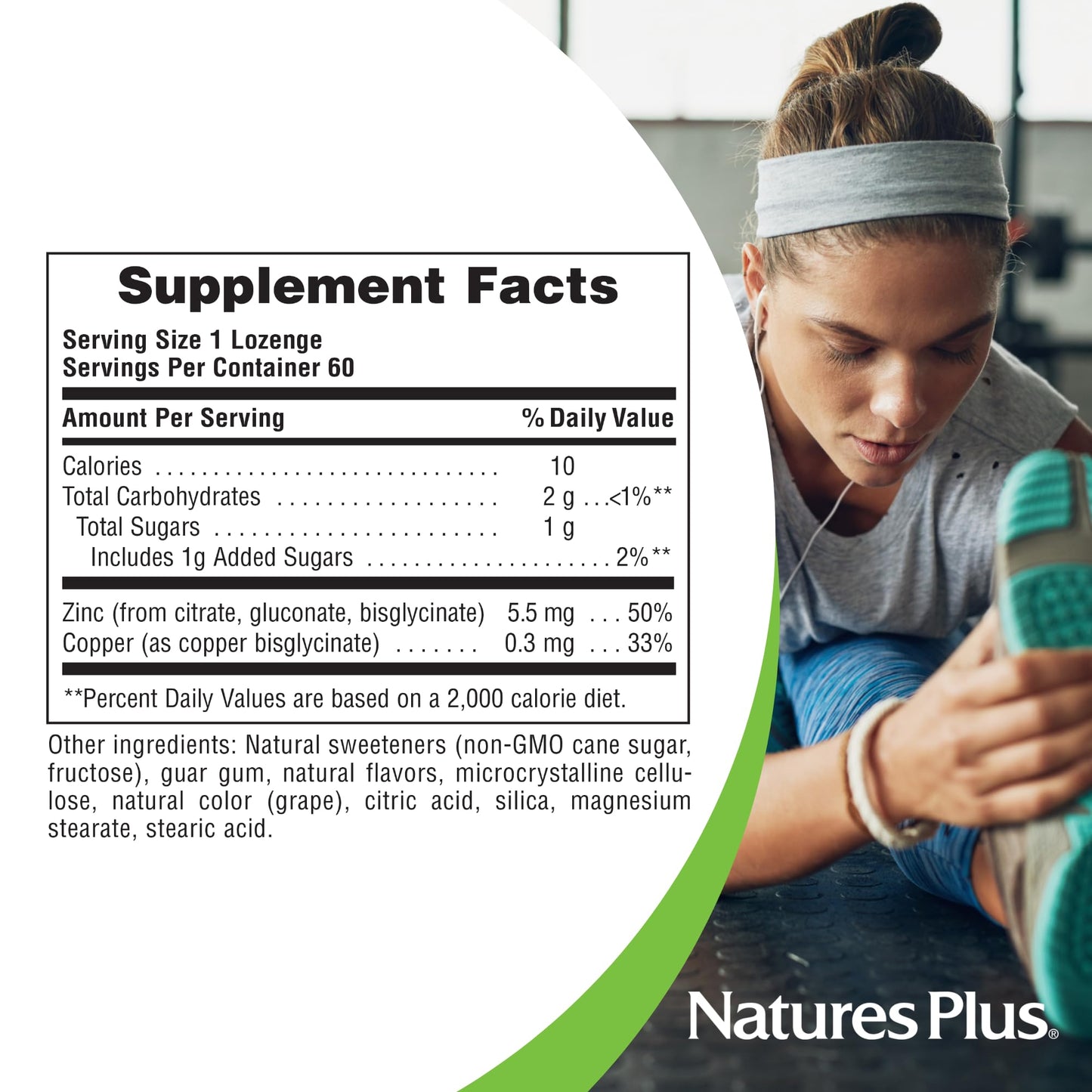 NaturesPlus Immune Zinc Lozenge Berry - 60 Lozenges - Dual-Action Zinc Formula - Vegan & Gluten Free