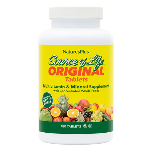 NaturesPlus Source of Life – 180 Tablets | Multivitamin with Concentrated Whole Foods (Gluten Free, Vegetarian) | 20 Servings