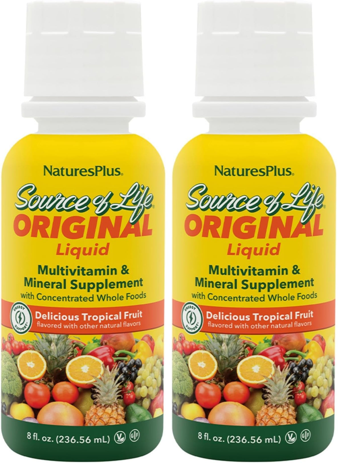 NaturesPlus Source of Life Liquid Tropical Fruit – 8 fl oz Multivitamin (Pack of 2)