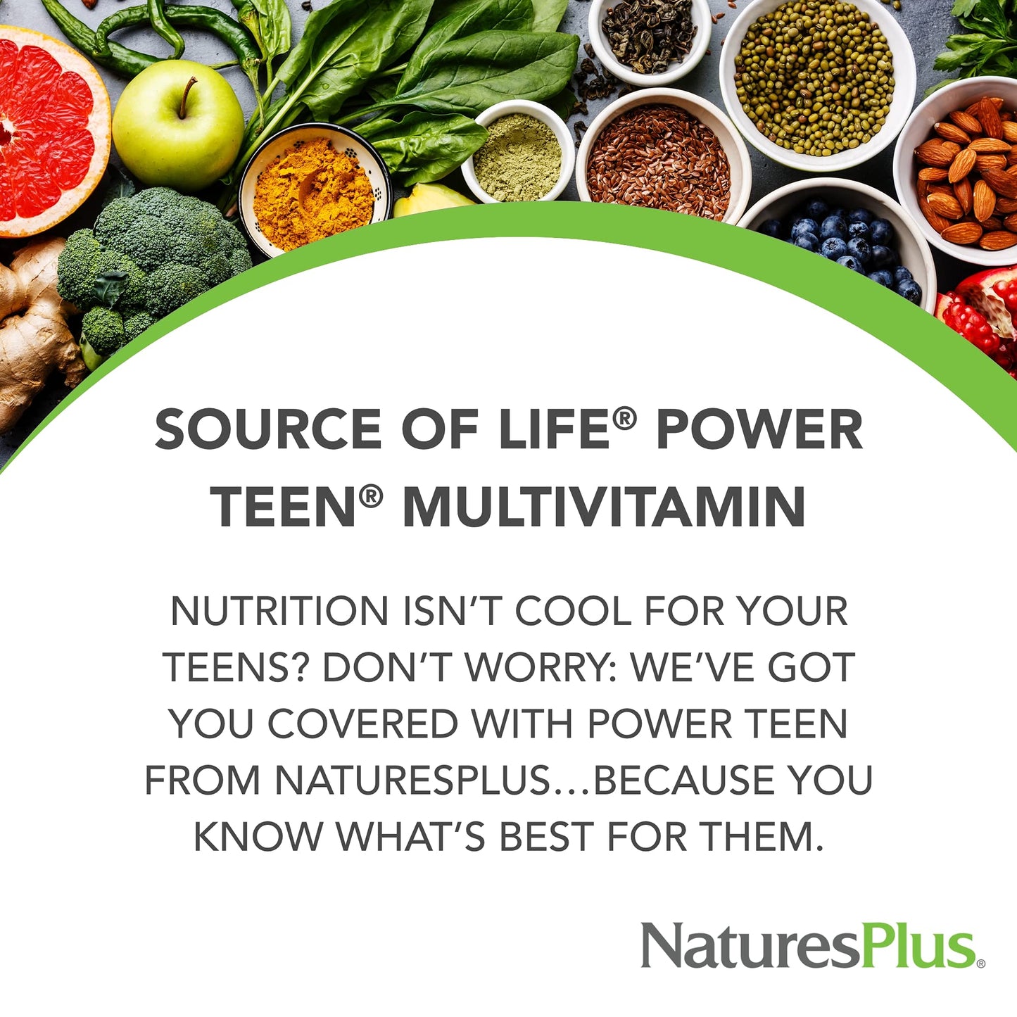 NaturesPlus Source of Life Power Teen - 180 Veg Tablets | Teen Multivitamin & Minerals | Gluten-Free