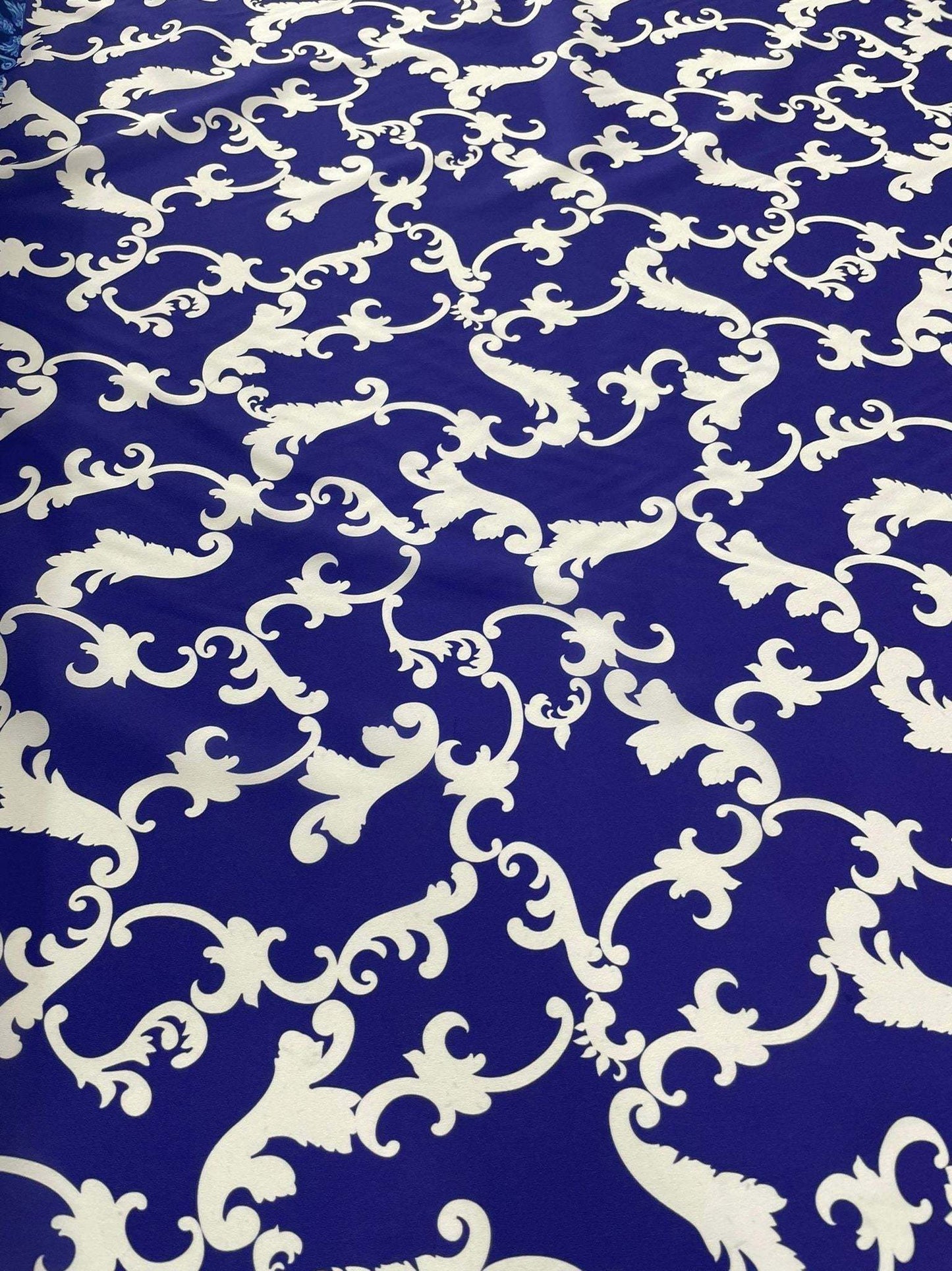 Baroque Navy Blue Fabric – Fabric by Metre, Multiple Options for Sewing & Dressmaking