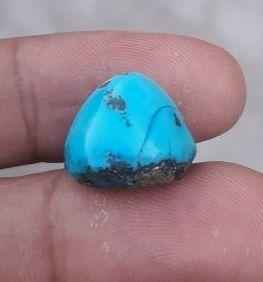 20.5ct Natural Certified Turquoise - Blue Matrix Turquoise - Shajri Feroza - 17x15mm