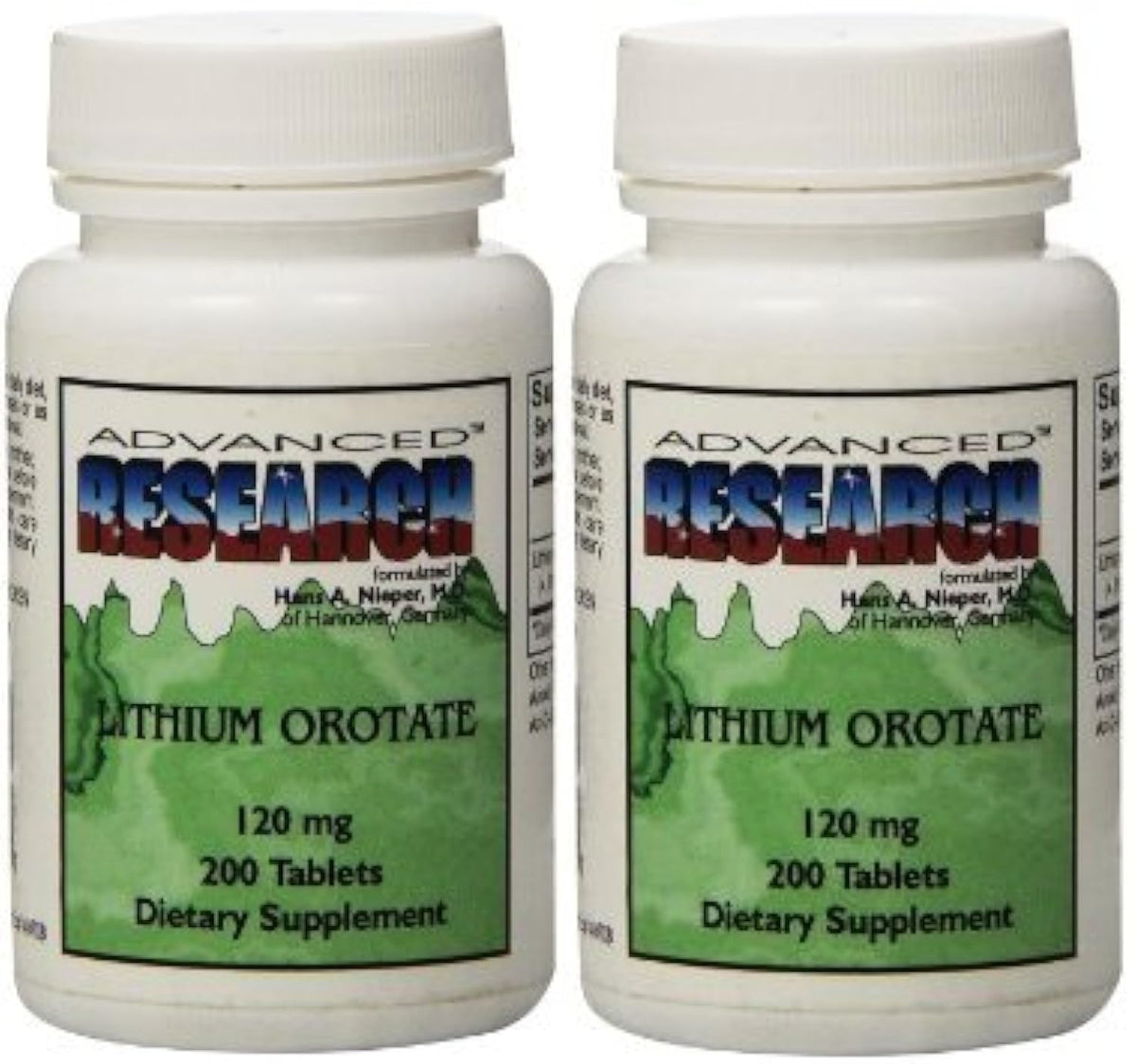 NCI Advanced Research Dr. Hans Nieper Lithium Ootate Tablets 120 mg 200 tablets (pack of 2)