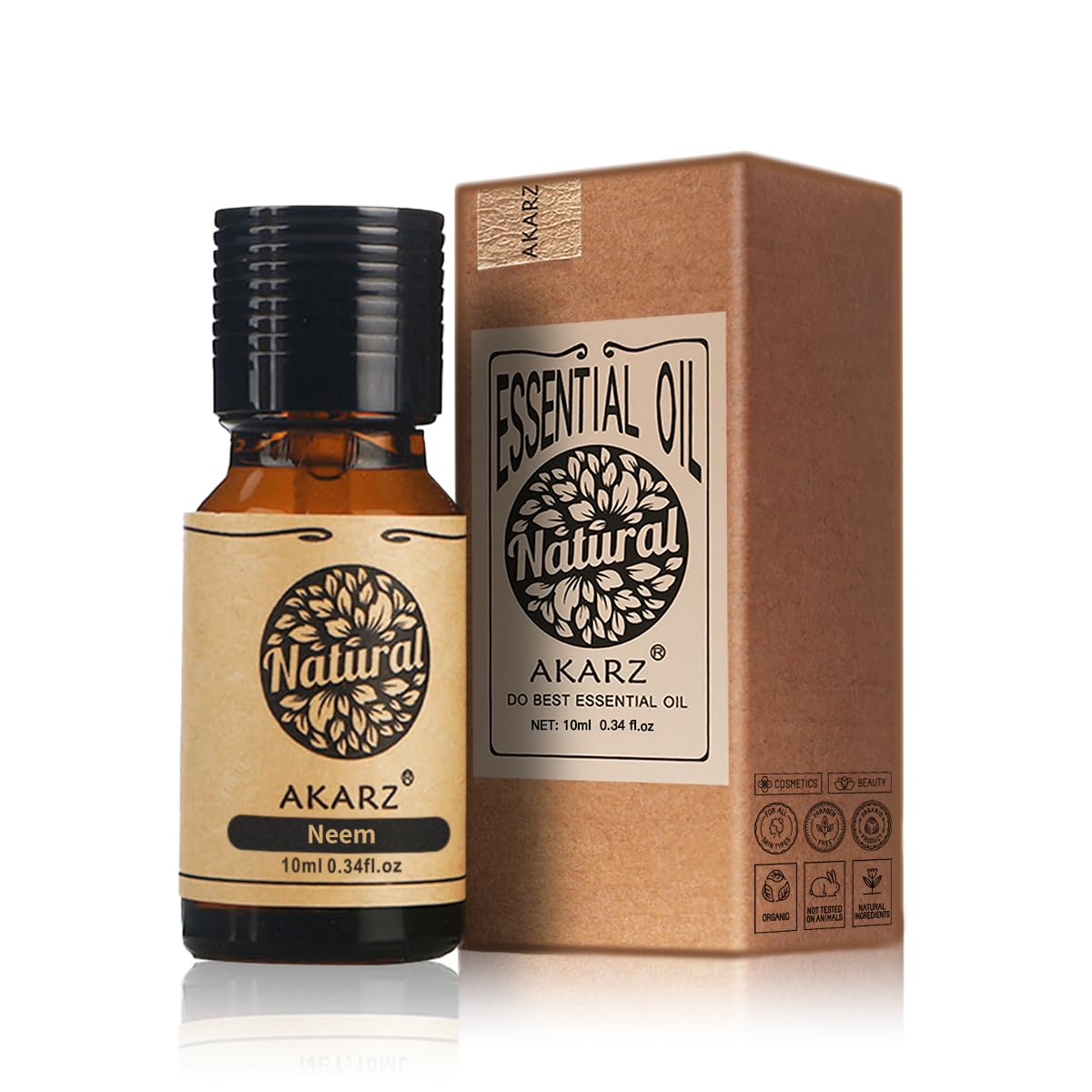 Neem Oil AKARZ — Organic Therapeutic Essential Oil for Skin, Hair, Diffuser | 10 ml