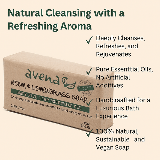 Neem Oil & Lemongrass Soap Bar – 200g Natural Antibacterial Vegan Cleanser for Skin & Body – Handmade in the UK