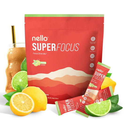 Nello Superfocus Mojito – Sugar-Free Nootropic Drink Mix (20 Packets) for Focus