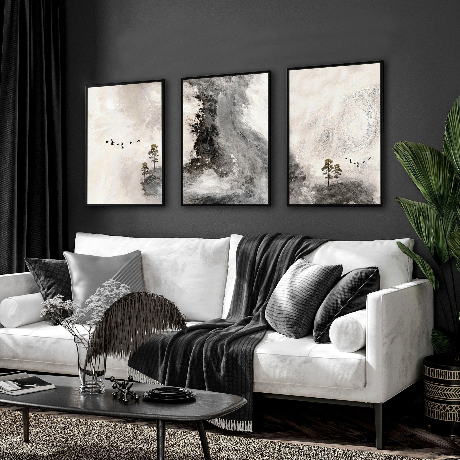 Large living room wall art | set of 3 wall art prints