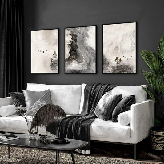 Large living room wall art | set of 3 wall art prints
