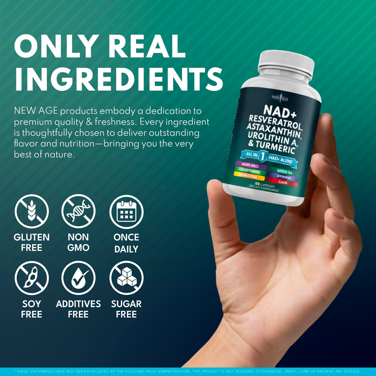 NAD+ Supplement with Astaxanthin, Urolithin A, Resveratrol & CoQ10 | Cellular Energy & Mitochondrial Support | Vegan, Non-GMO | 60 Count