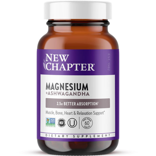 New Chapter Magnesium + Ashwagandha Supplement - 325 mg, 60 ct, 2-Month Supply | 2.5x Absorption